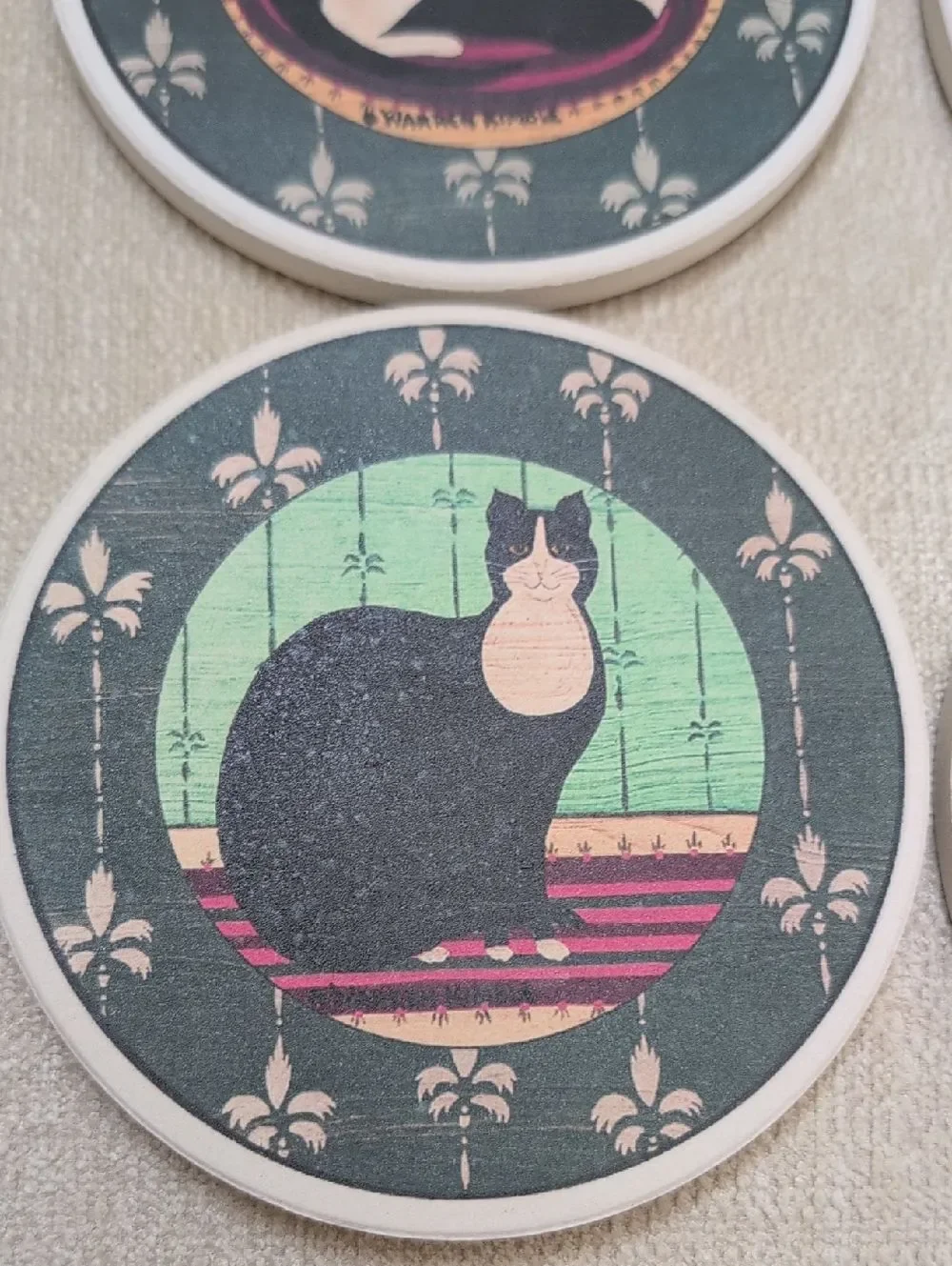 Vintage CoasterStone Warren Kimble Fat Cats Coasters Set of 4